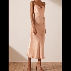 LA LUNE BIAS COWL MIDI DRESS - DESERT ROSE